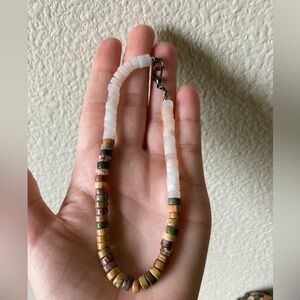 Handmade Heishi Picasso Jasper and Sunstone Beaded Anklet